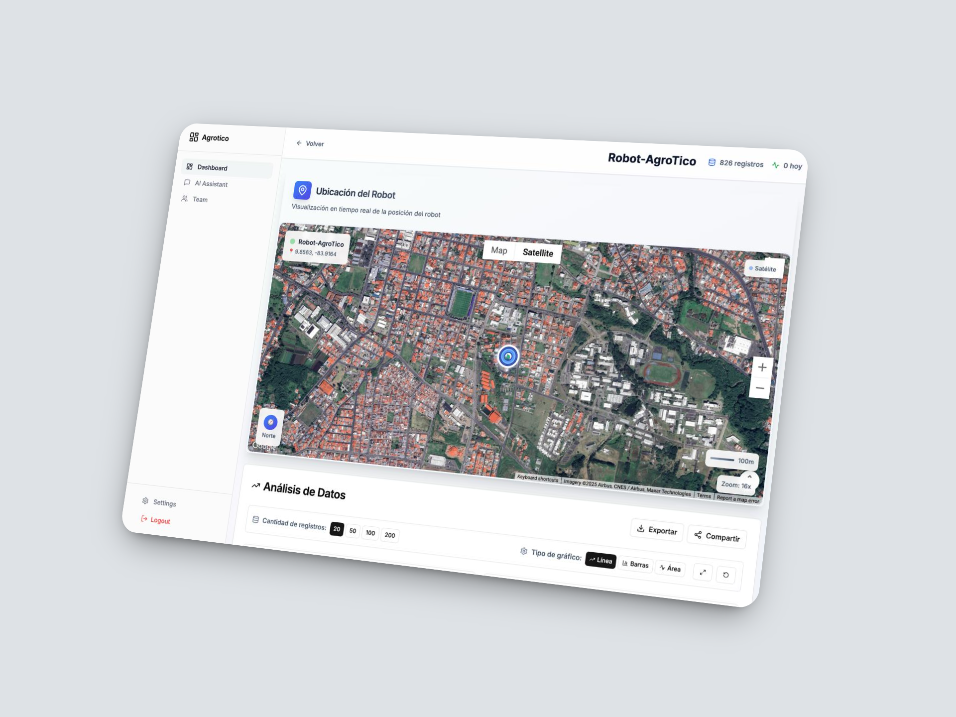 iPad mostrando datos de AgroTico Smart